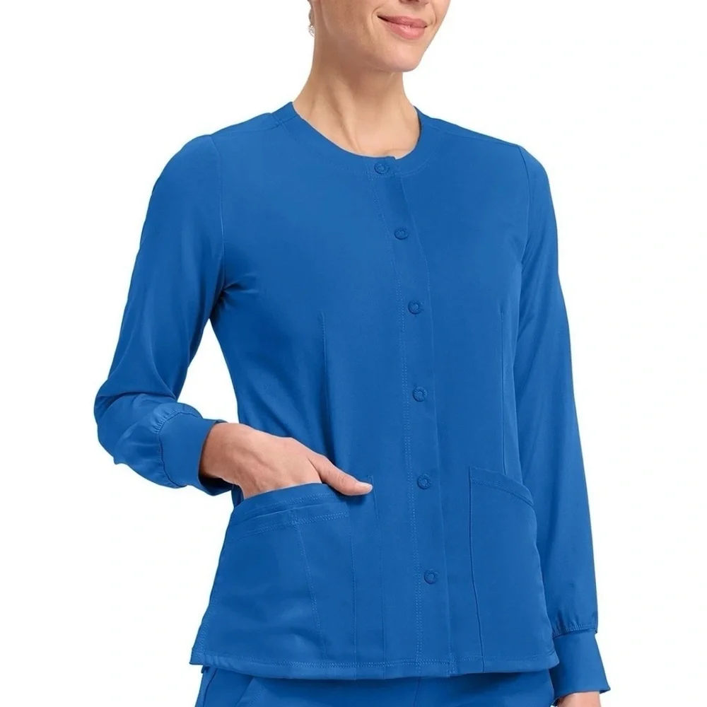 Healing Hands Women Scrub HH Works Megan Jacket 5500 ROYAL Snap Buttons 5 Pocket